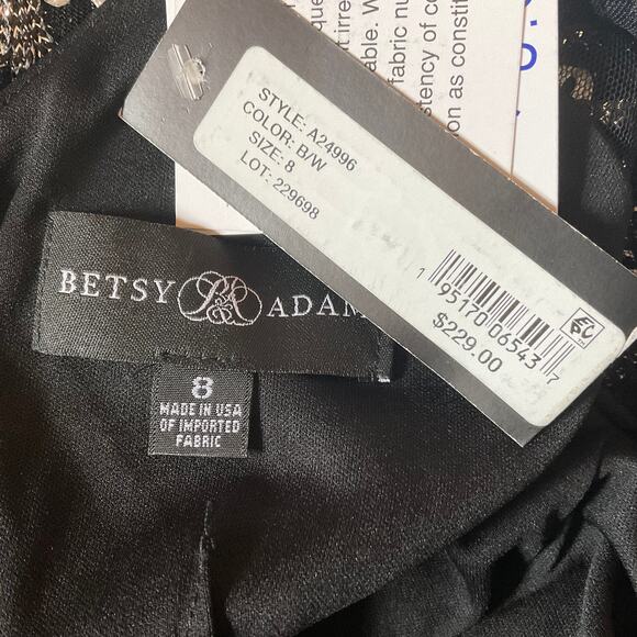 Betsy & Adam Embroidered Short Flutter Sleeve Sheath Cocktail Dress Black Size 8 - Picture 10 of 13